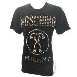 MOSCHINO Black Logo Studded Cotton Jersey NWOT 09/24